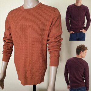 NWT JOHN HENRIC Sweden ( LG ) Ribbed Cable Knit Cotton Sweater